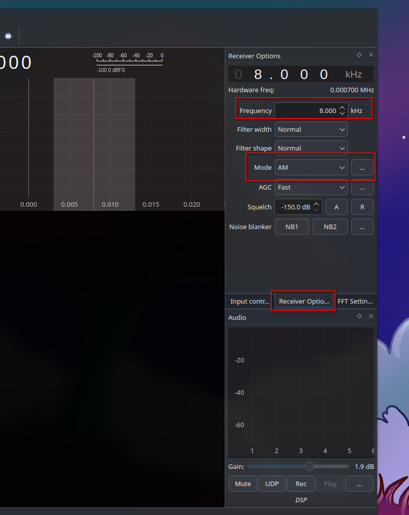 GQRX Configure AM