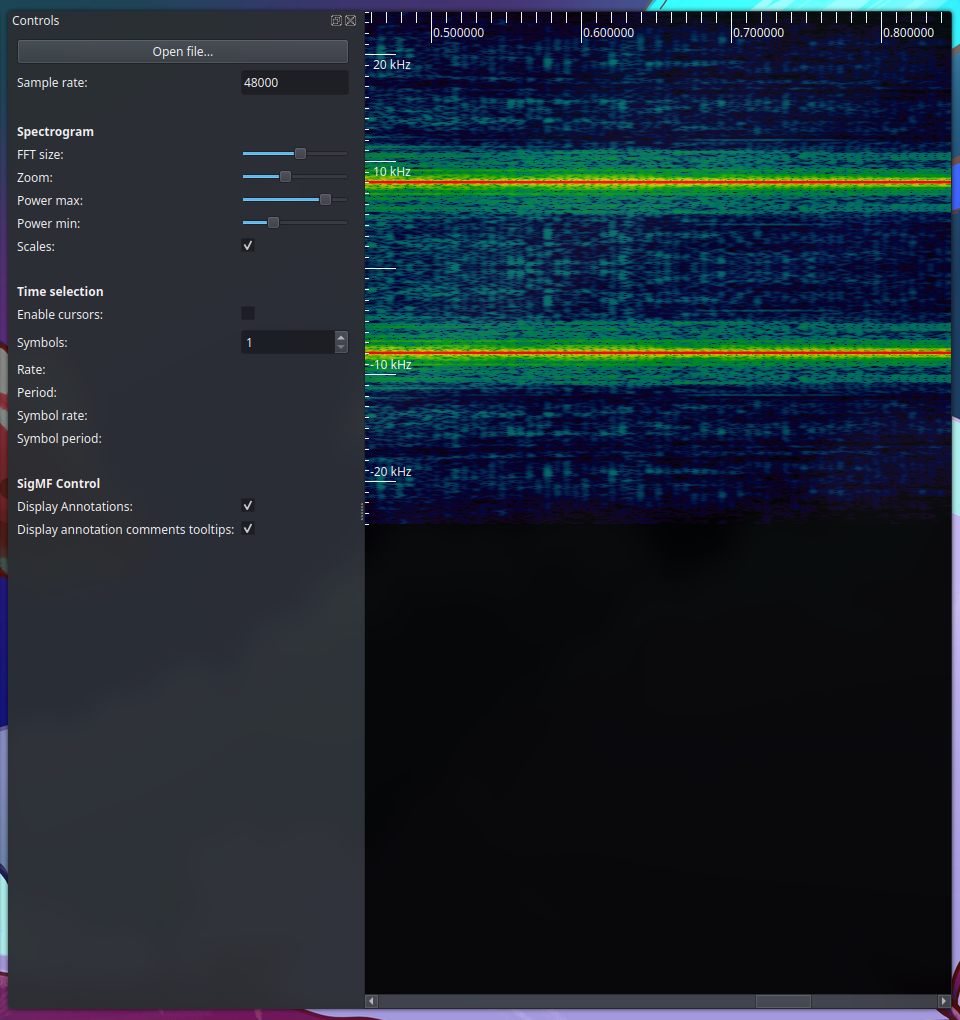 Inspectrum program providing a visual representation of the AM signal